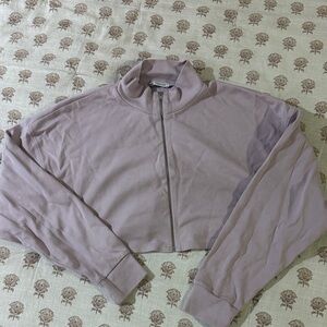 Zara Women's Mauve Cropped Mock Neck Top